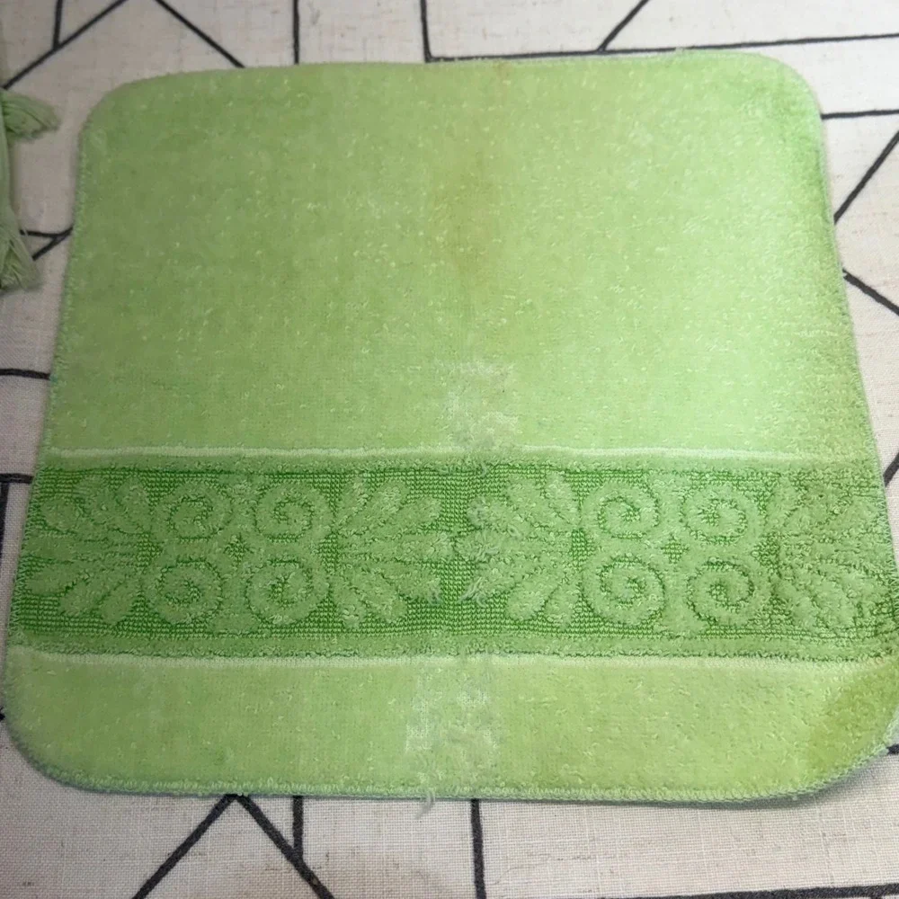 Cannon Monticello Towel Set 3pc Green Vintage Floral Fringe Hand Washcloth